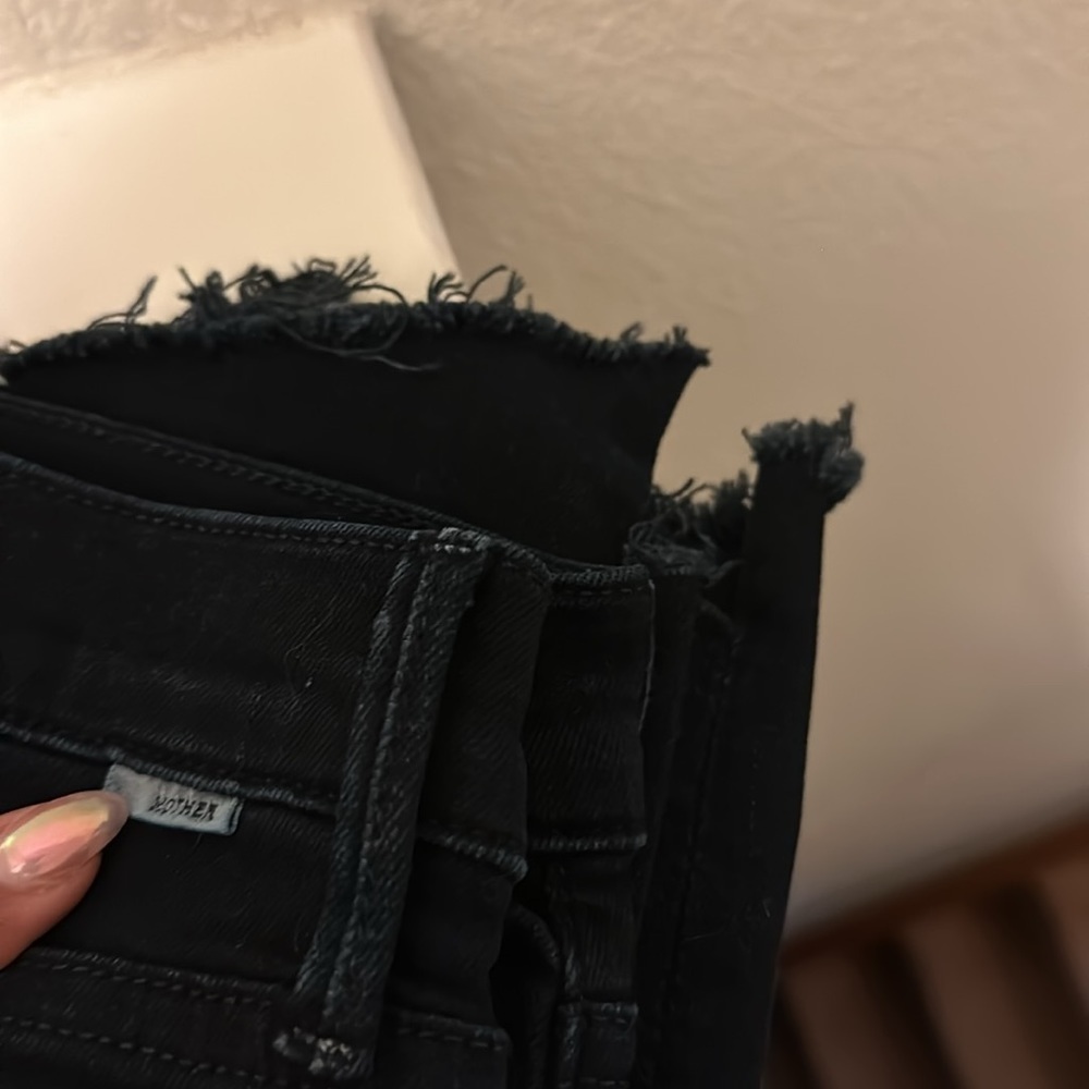Mother Jeans Stunner Zip Ankle Step Fray High Rise Dark Blk Blue Casual NWT - Picture 14 of 14